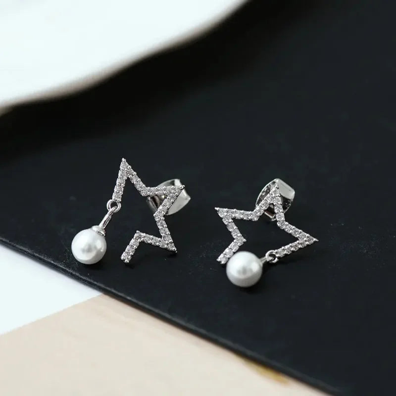 REETI 925 Timbro Argento Colore Stella Orecchini con perno Donne Ragazza Regalo Carino Banchetto Asimmetria Gioielli Dropshipping All'ingrosso