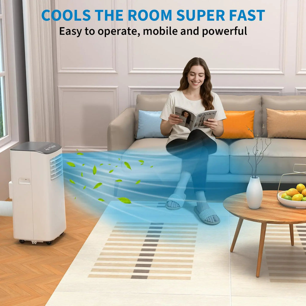 Condizionatori d'aria portatili da 8.000 BTU, unità AC portatile con funzione di raffreddamento, ventilazione, deumidificatore, modalità sleep, condizionatore d'aria portatile 4-in-1, timer 24 ore, telecomando e kit di inst