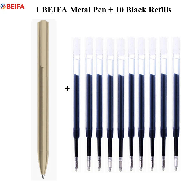 BEIFA Metal Gel Ink Sign Pen Rotating 0.5MM Black Switzerland Refill Business Signing School Office Stationery