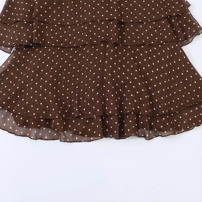 Nuovo Abito Estivo da Donna 2026, Elegante Vestito Chic con Collo a Cascata, Mini Abito Comodo a Pois per Feste e Balli