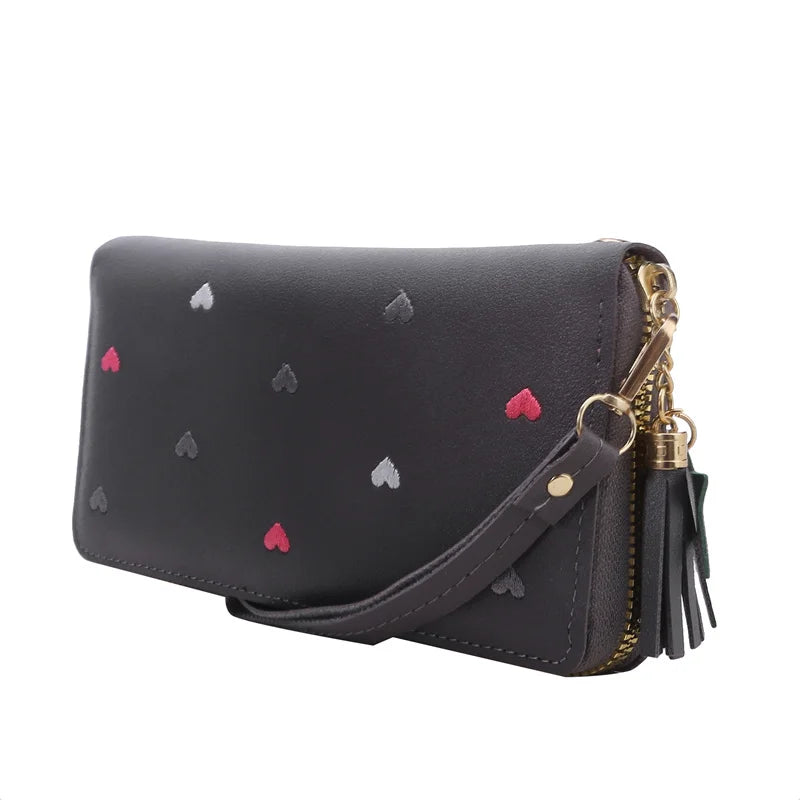 Portafogli lunghi da donna Portafogli di lusso con cuore d'amore per porta carte da tasca per soldi da donna Portafogli femminili Pochette per telefono