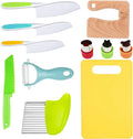 Set di Utensili da Cucina Montessori 11/17 Pezzi, Giocattoli per Cuocere, Coltelli Sicuri per Bambini con Tagliere, Accessori da Cucina Reali per Bambini