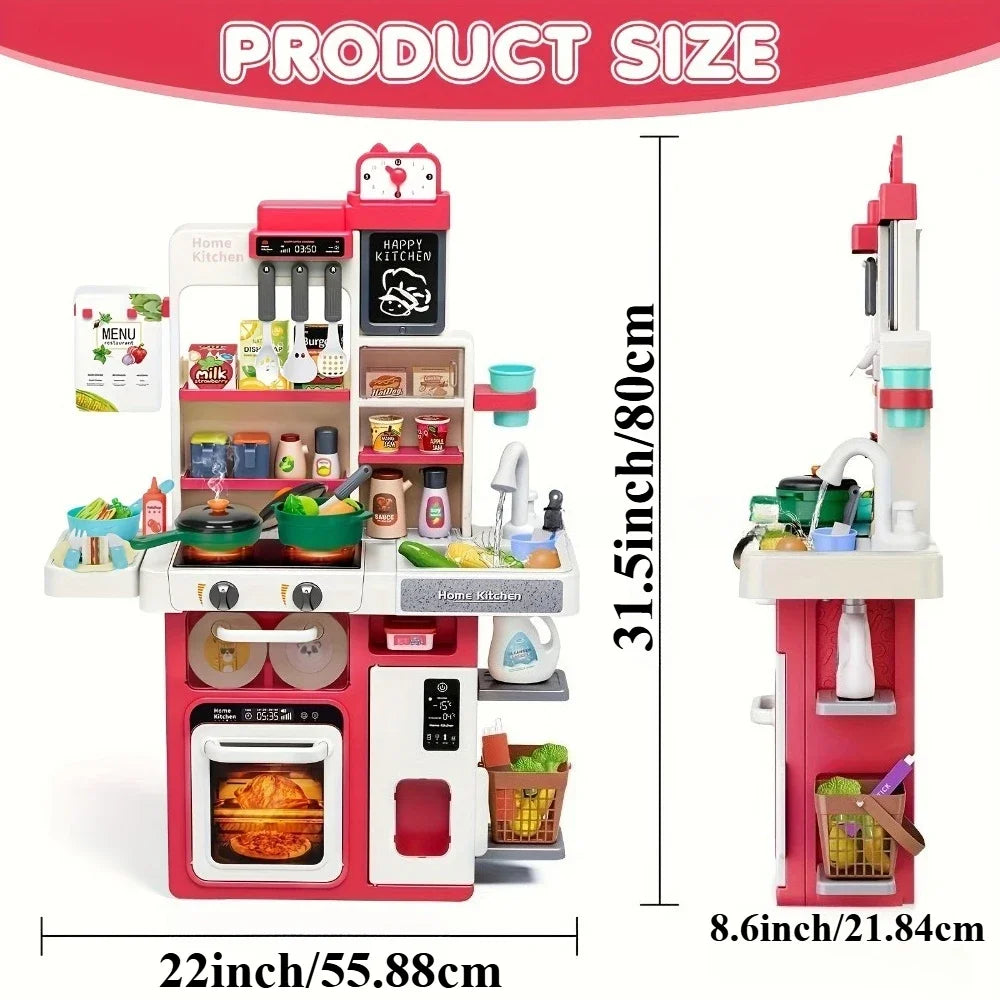Set da gioco da cucina per bambini con luci e suoni realistici Lavello spray Fai finta di giocare con il cibo Cucina Regalo di Natale per ragazzi e ragazze