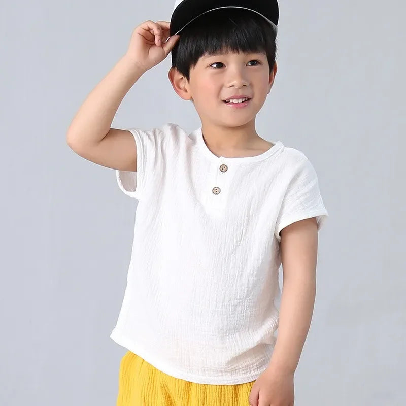 T-shitrs in cotone organico per neonati neonati Toddlers ragazzi top Casual primavera estate carino morbido mussola vestiti 0-6 anni maglietta morbida