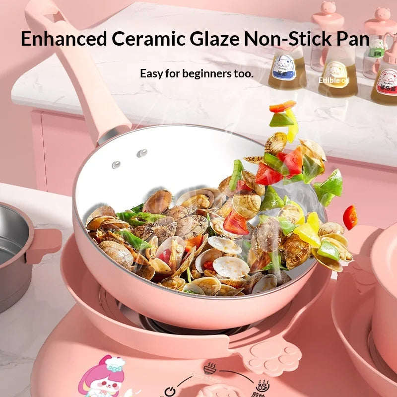 Set da cucina in miniatura Xiaoling Toys, padella antiaderente in ceramica, stoviglie realistiche, gioco di simulazione per ragazze, regalo per il ritorno a scuola
