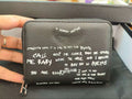 Black Wings, Borsa da donna Hot Diamond, Borsa con catena in metallo, Portafoglio porta carte, Denim.