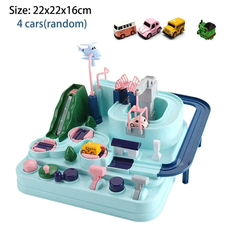 Modello di auto ferroviaria da corsa Giocattoli educativi Pista per bambini Gioco di avventura Cervello Meccanico Interattivo Treno Animali Giocattolo razzo spaziale