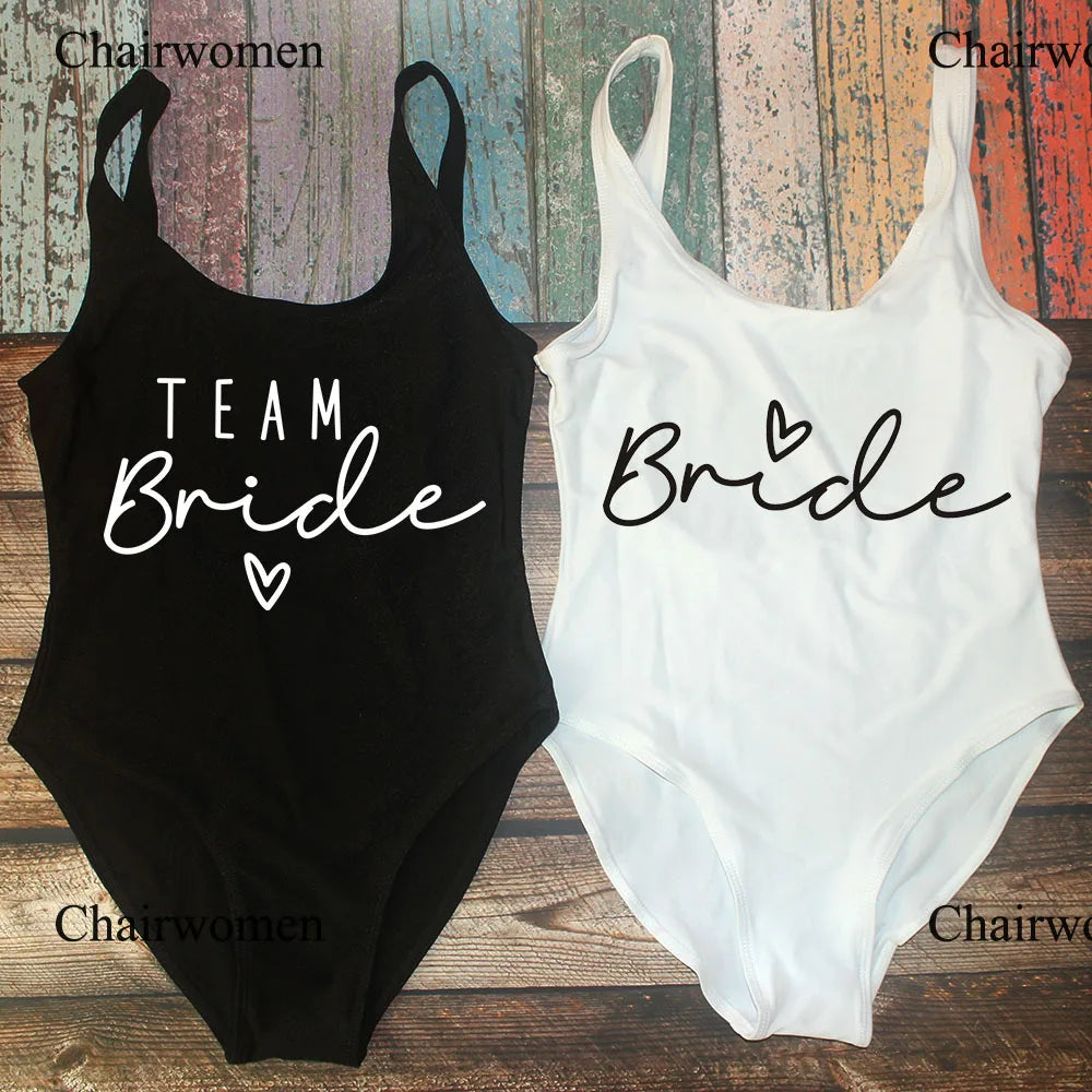 Costume da Bagno Intero Bianco S-3XL per Addio al Nubilato, Costume da Bagno da Donna per Festa Nuziale, Abbigliamento da Spiaggia e Piscina