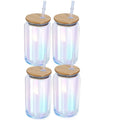 Bicchieri arcobaleno con coperchi in bambù e cannuccia in vetro,(set di 2 /set di 4)-16Oz, vino, Cocktail, whisky, feste, birra, caffè, regalo