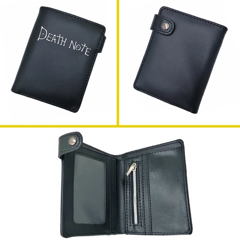 Death Note Anime Portafoglio corto in pelle PU nera Porta carte e portamonete per regalo per ragazzi e ragazze
