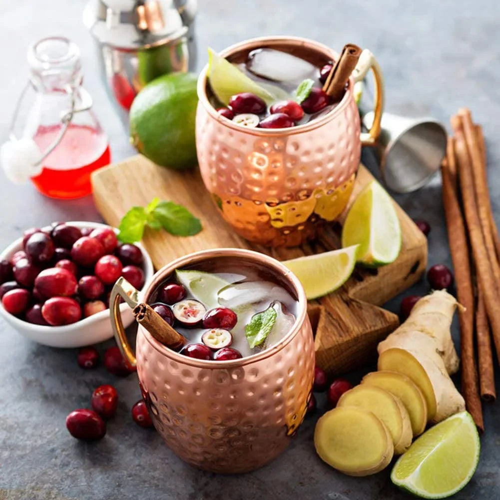 1-6PCS Cocktail Wine Cup Moscow Mule Mugs acciaio inossidabile rame placcato succo tazza di birra tazze da caffè Bar Champagne Party Drinkware