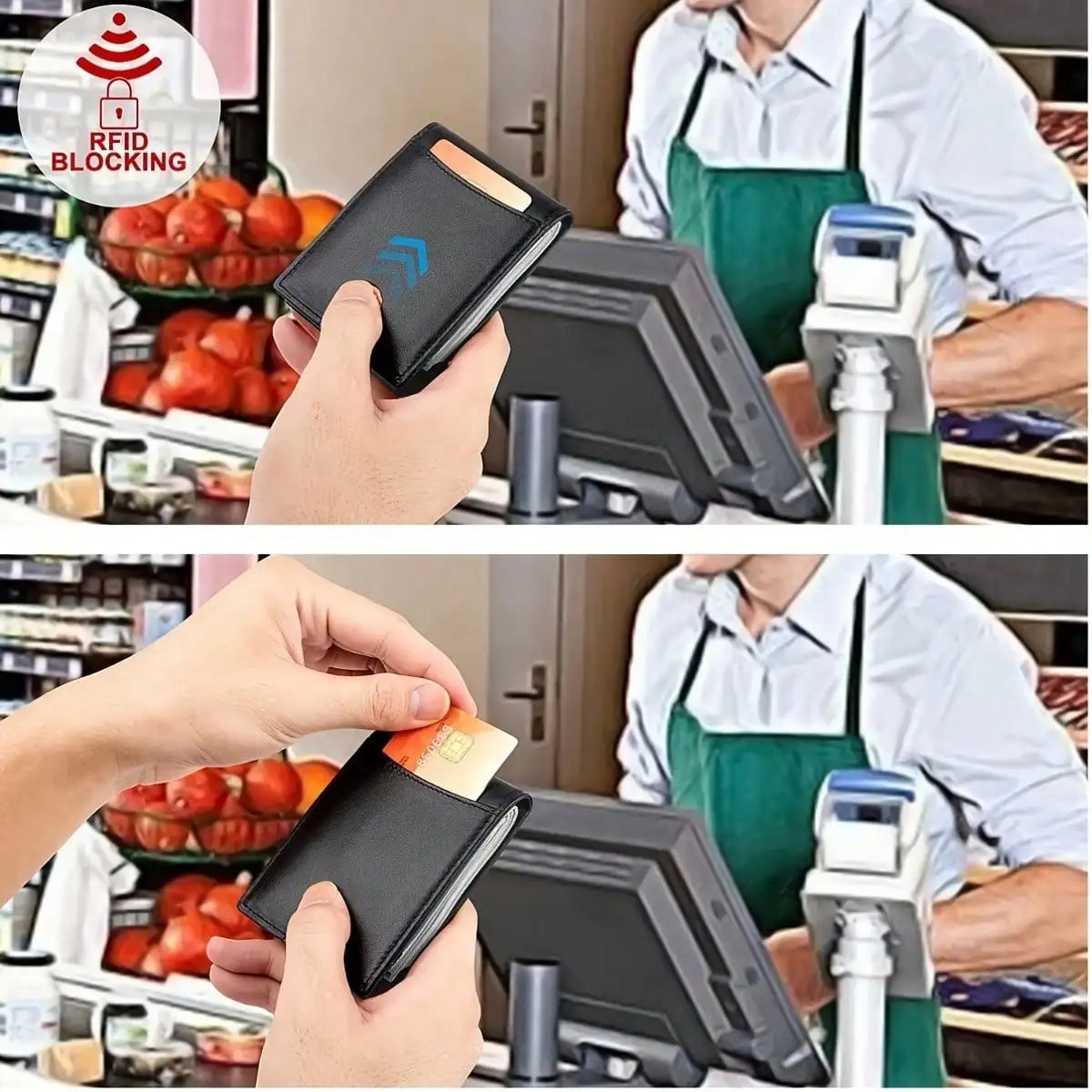 Portafoglio da uomo in pelle RFID, portafoglio minimalista in microfibra, porta carte di credito, mini portafogli da donna