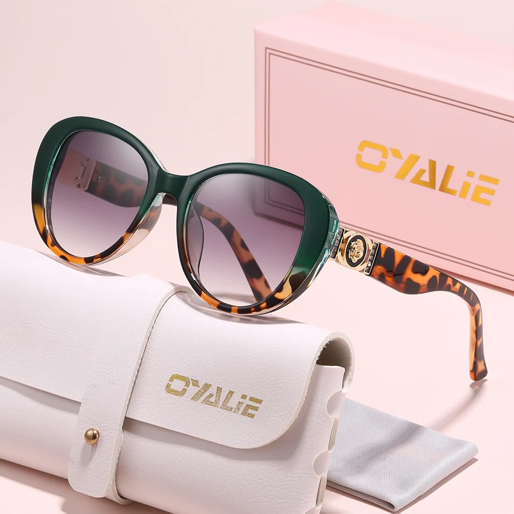 Oyalie Retro Multi-Color Large-Frame Sunglasses with Metal Accents, 5 Color Styles to Switch Between, Large Frame for Face Shaping, Sun Protection, Suitable for Vacation and Commuting