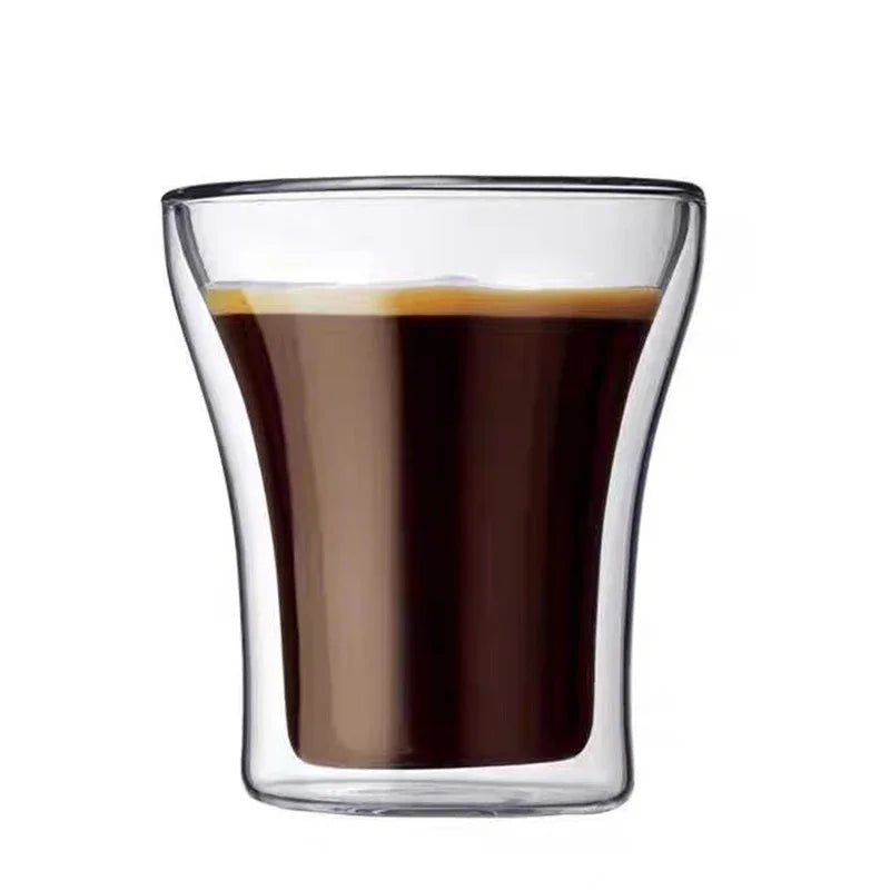 JUSTINLAU 1/2/4 Pezzi Tazza da Caffè in Vetro a Doppia Parete, Bicchiere Trasparente Termoisolante per Acqua, Tazza per Colazione, Bicchiere per Bevande Fredde, Boccale da Birra