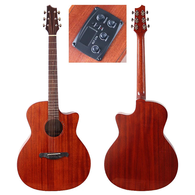 Chitarra acustica elettrica a 6 corde Chitarra elettrica folk con design tagliato con top in abete massello da 40 pollici con pickup