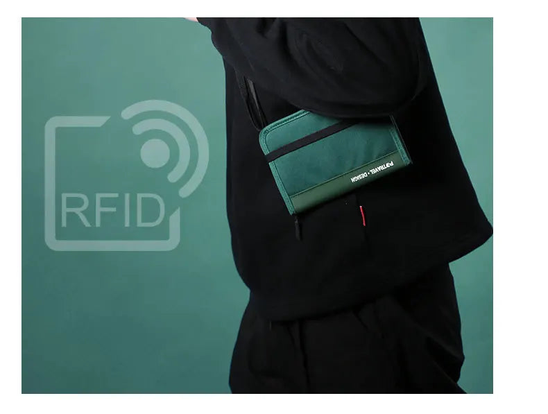 Portafoglio da viaggio RFID Porta passaporto Organizzatore di carte di credito Custodia con cerniera Organizzatore di documenti Accessori da viaggio antifurto