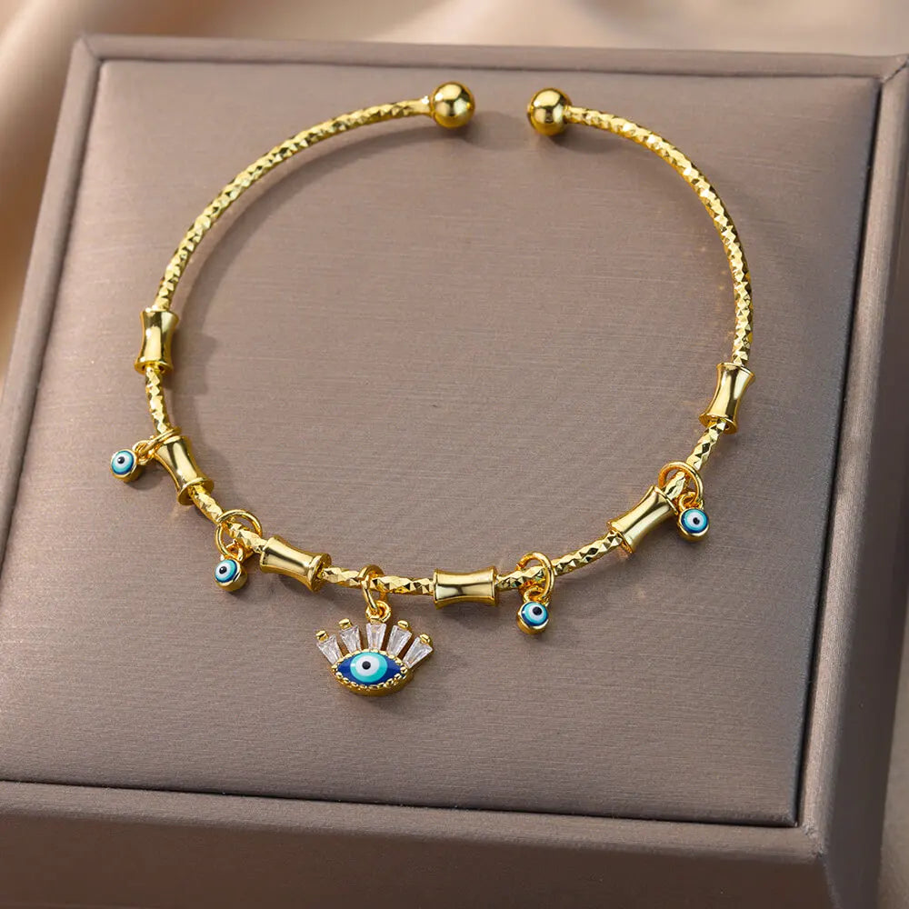 Bracciale mano malocchio per donna Bracciale in zircone in acciaio inossidabile Bracciale turco fortunato Coppia di gioielli di lusso pulsaras bijouxfemme