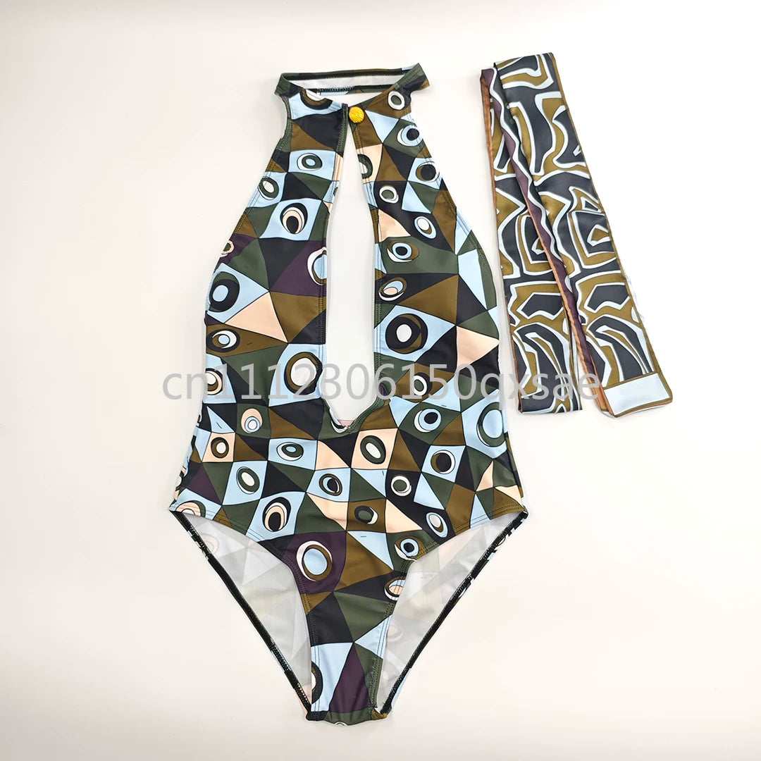 Costumi da bagno da donna rosa con foulard e logo a lettere, set bikini con foulard e fascia per capelli, abbigliamento da spiaggia