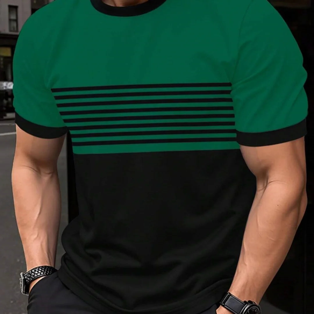 T-shirt oversize T-shirt da uomo Moda estiva Casual Girocollo Manica corta Top T-shirt da uomo stampata a righe