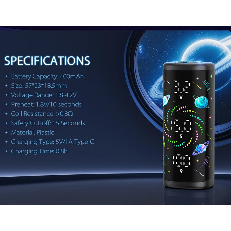 Originale Yocan Kodo Star Box Mod 400mAh Batteria di preriscaldamento Vape Pen 510 Thread Cart 1.8V-4.2V Schermo OLED Sigaretta elettronica