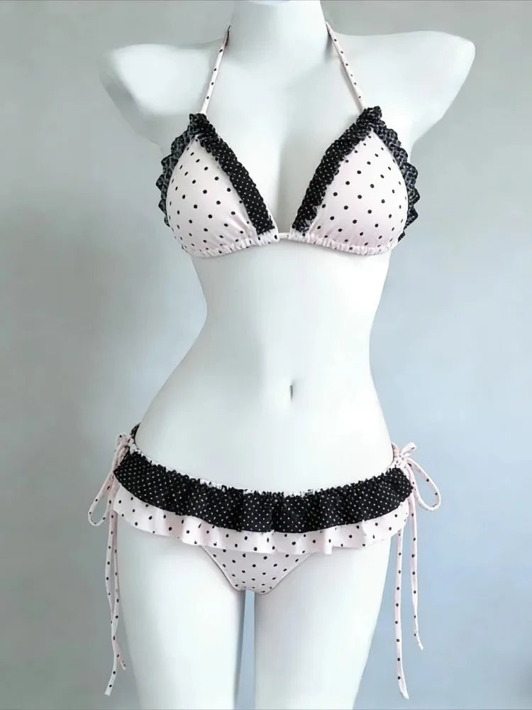 Set Bikini a 4 Pezzi con Vita Alta Fairy Sweet per Donne 2026 - Costume da Bagno Trendy Stampato Chic per Vacanze al Mare Festa Estiva alla Moda