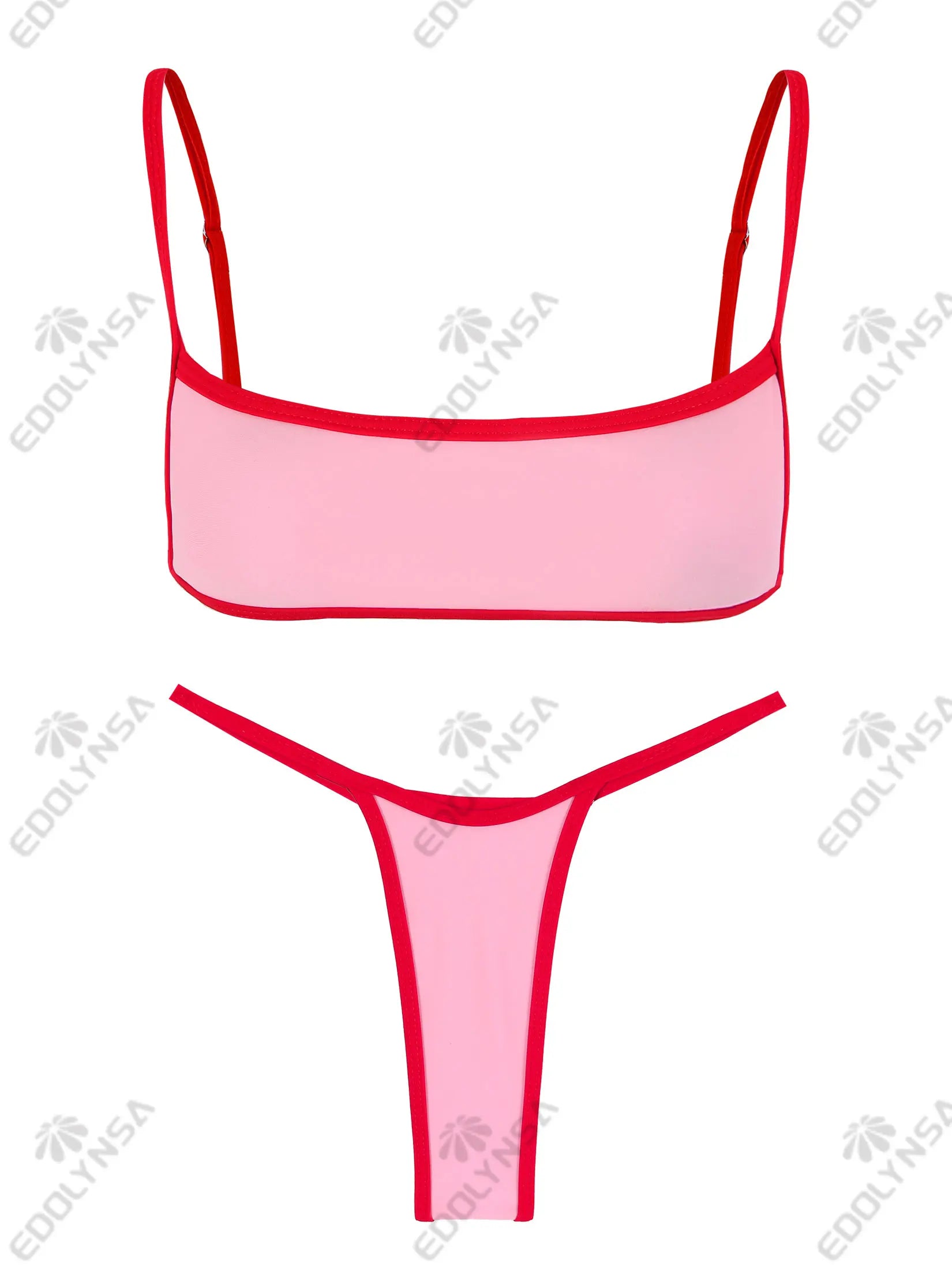 Micro bikini color block 2025 costume da bagno carino Brasile costume da bagno femminile beachwear monokini taglio alto biquini abbigliamento da vacanza K163