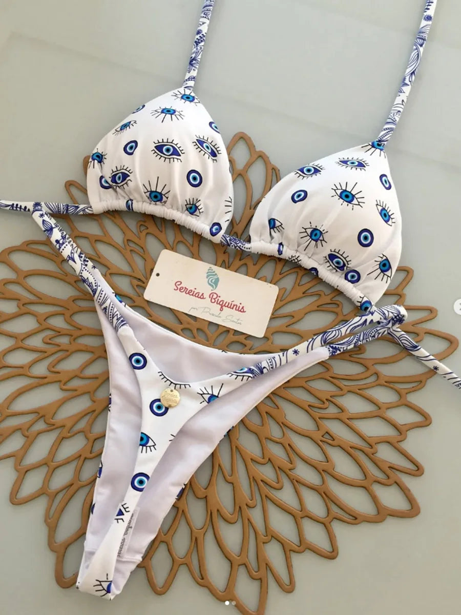 2026 Costume da bagno bikini da donna Costume da bagno sexy con lacci in tinta unita diviso da donna Set da 2 pezzi Micro costumi da bagno