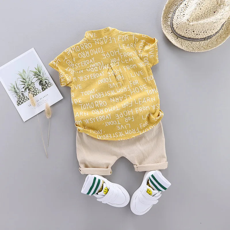 Nuova estate neonati maschi vestiti vestito bambini moda lettera camicia pantaloncini 2 pezzi/set bambino costume casual tute per bambini infantili