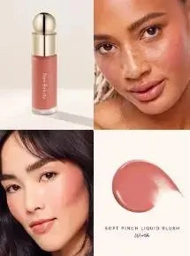 Set di blush Rare Beauty: Blush liquido effetto purè di patate, Blush in polvere che esalta il colore della pelle, con texture fine, facile da applicare e sfumare.