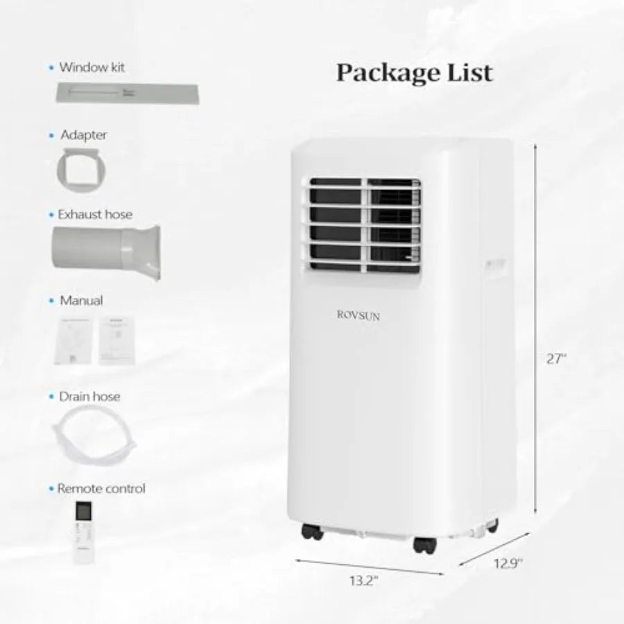Condizionatore d'aria portatile per casa, ufficio, dormitorio, unità in plastica bianca con raffreddamento da 8000 BTU, telecomando, 3-in-1 AC/ventilatore/deumidificatore