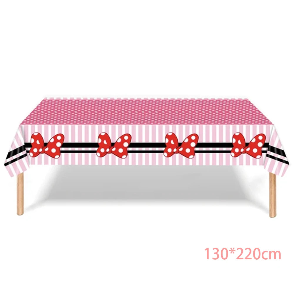Set per Festa di Compleanno Minnie Mouse: Stoviglie, Bicchieri, Piatti, Tovaglioli, Tovaglia per Ragazze e Decorazioni Baby Shower