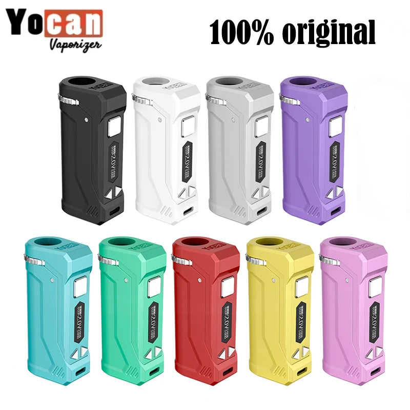 Originale Yocan UNI Pro Box Mod batteria integrata da 650mAh Display OLED 510 Thread 10 secondi sigaretta elettronica Pre-calore Vape