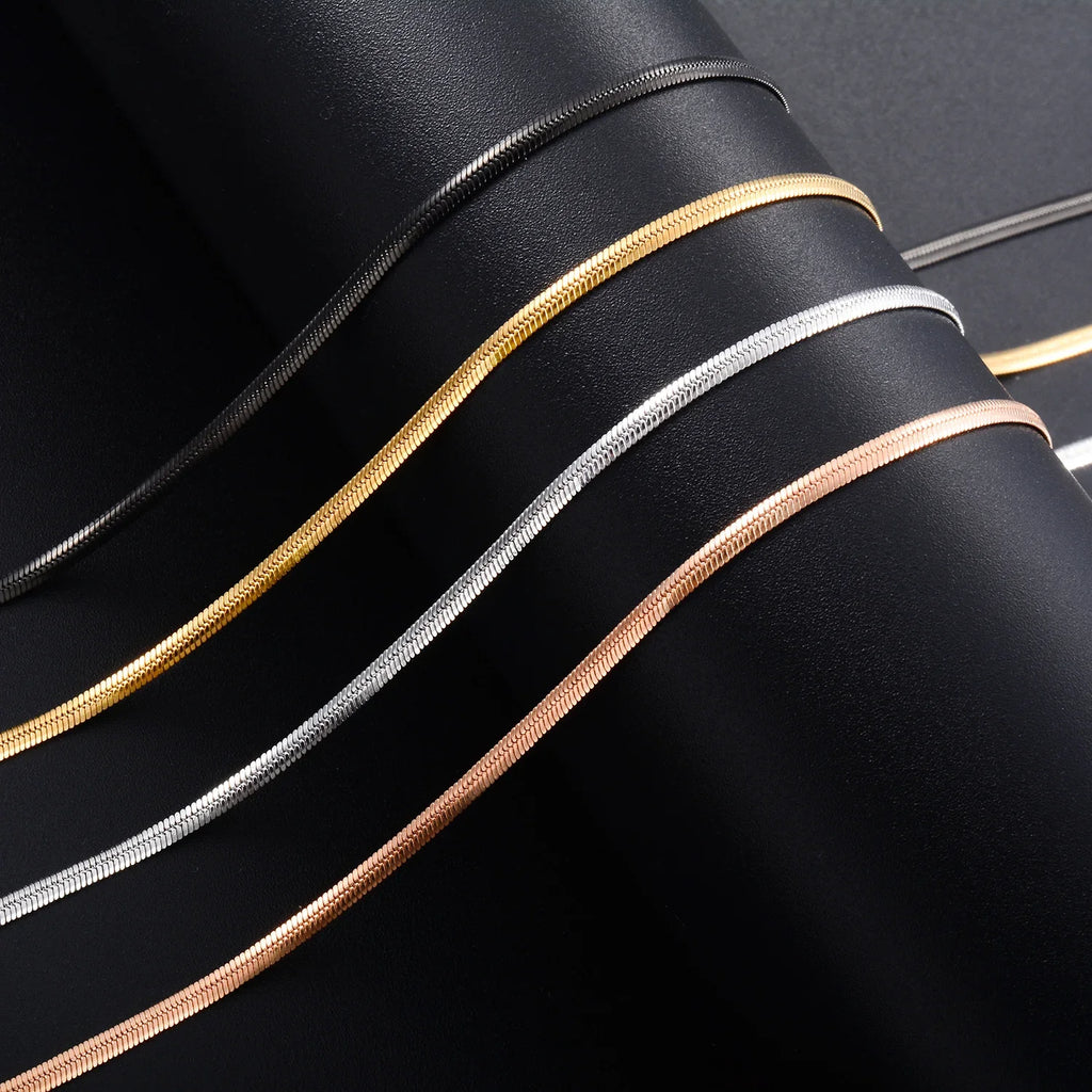 Yadreva 1.0mm/2.0mm Collana sottile in acciaio inossidabile Catena a serpente piatta Collegamento semplice Accessori per gioielli che non sbiadiscono