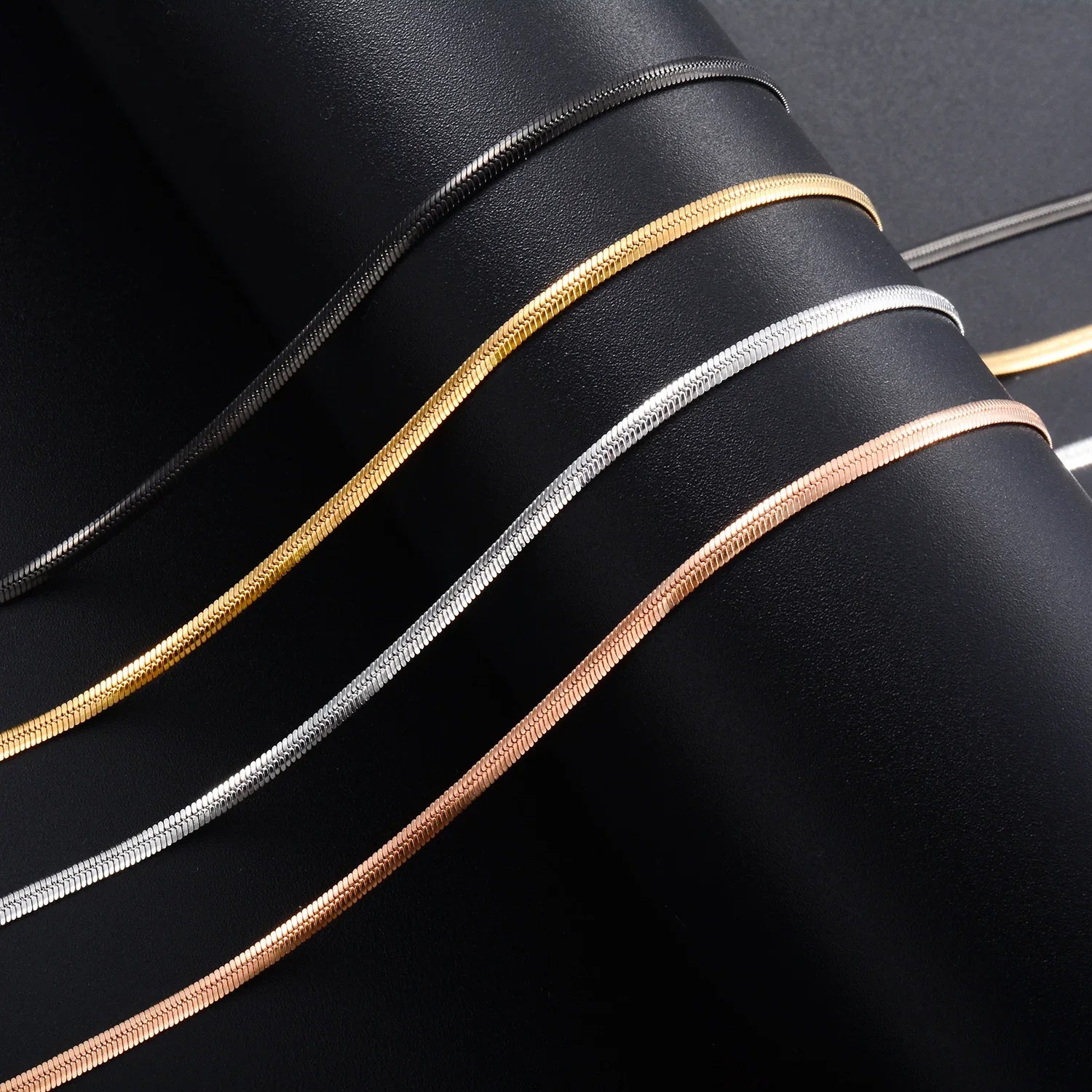 Yadreva 1.0mm/2.0mm Collana sottile in acciaio inossidabile Catena a serpente piatta Collegamento semplice Accessori per gioielli che non sbiadiscono