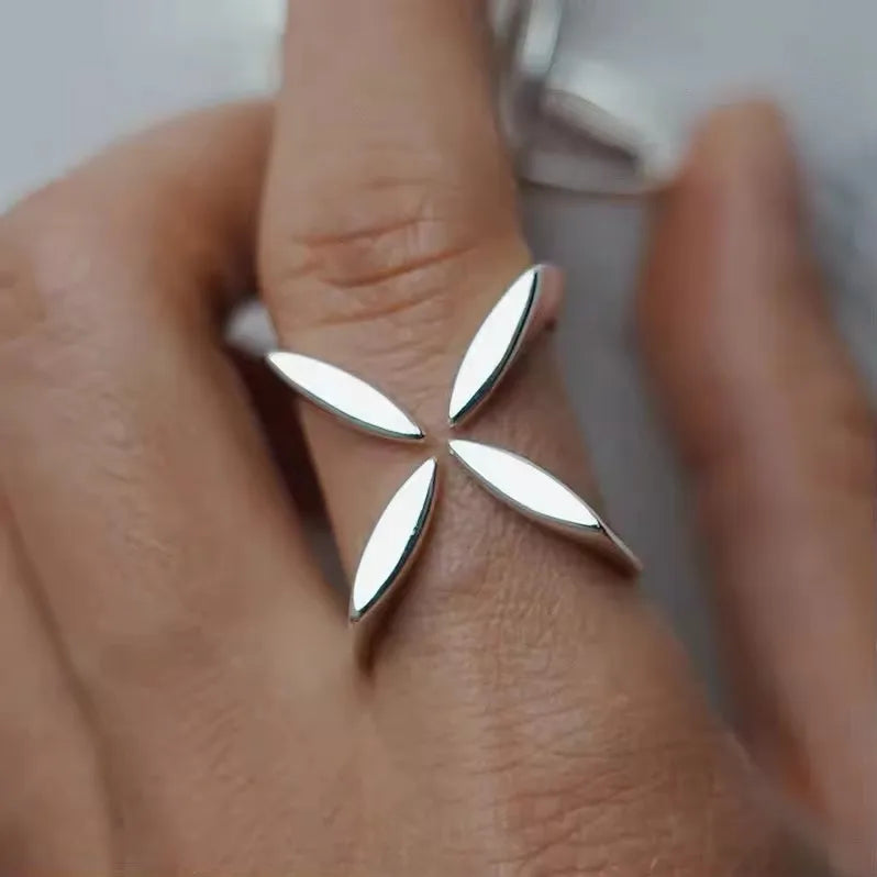 PANJBJ 925 anelli in pietra nera geometrica in argento sterling per le donne ragazza coreana semplice regolabile coppia gioielli Dropshipping