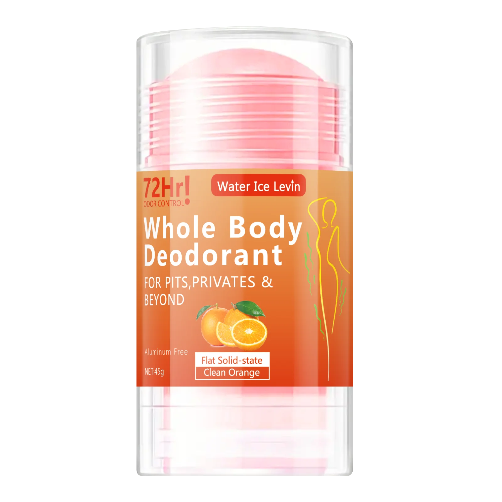 Full-Body Deodorant Stick, 45g - Aluminum-Free, Long-Lasting Freshness, Gentle Moisturizing with Orange Extract, Suitable for Both Men and Women, Portable for Daily Use and Travel