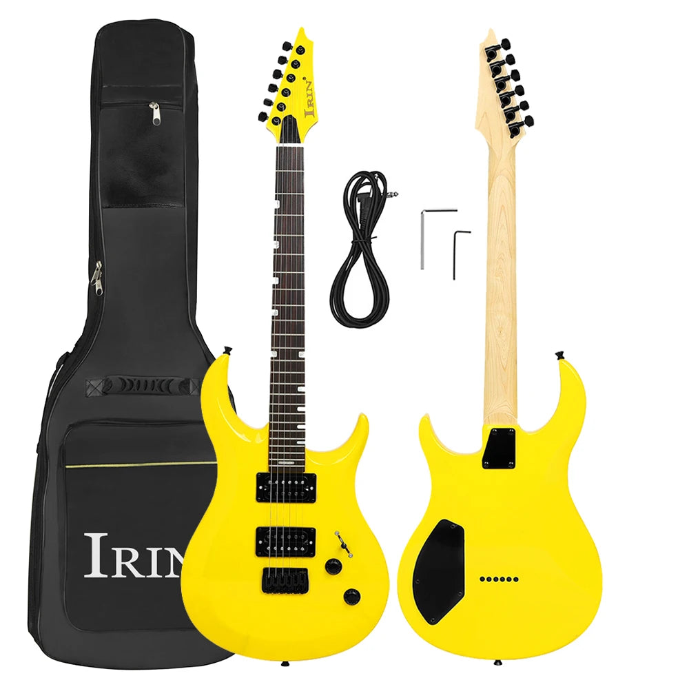 NUOVA chitarra elettrica IRIN 24 tasti 6 corde corpo Oguman manico in acero Guitarra elettrica colorata con cavo di collegamento chiave borsa