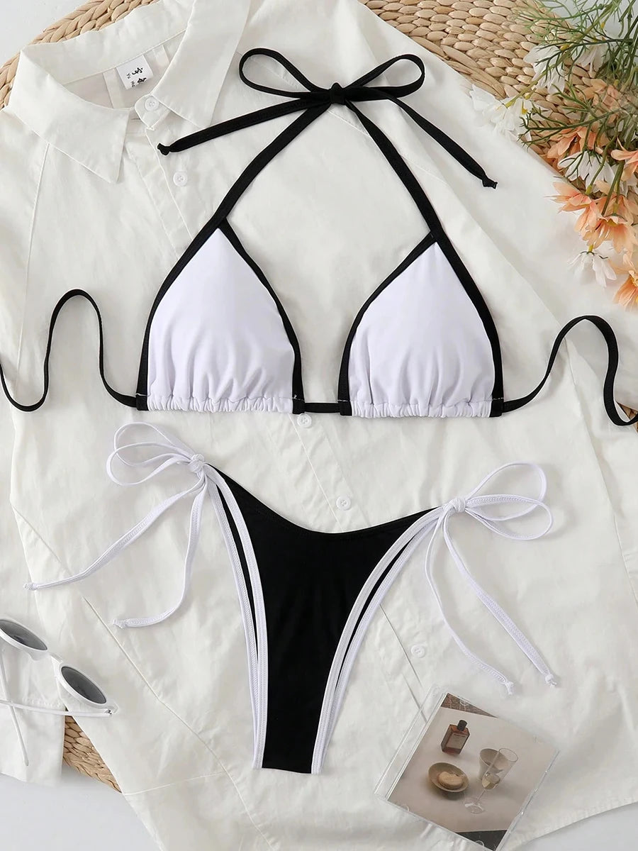 Il colore sexy a contrasto separa il micro bikini 2026 costume da bagno da donna costumi da bagno femminili mini perizoma bikini set costume da bagno a due pezzi