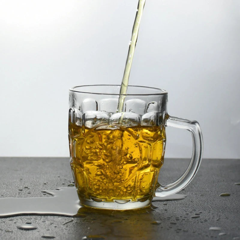 Tazze da birra da 260 ml Tazza di vetro per bar Ristorante domestico Bicchieri creativi Bere con manico Bicchiere da whisky Tazza di succo trasparente