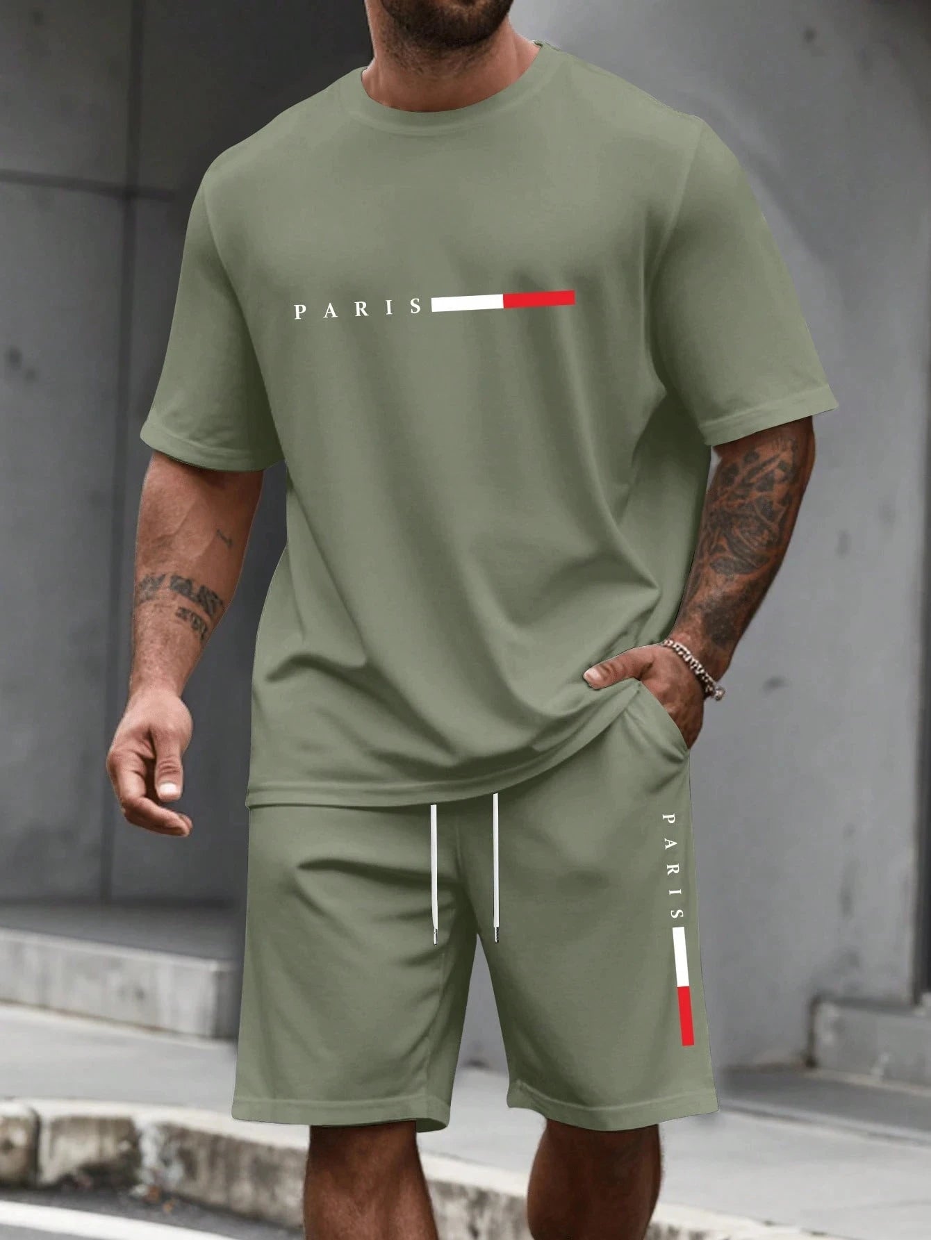 Tuta da uomo 2 pezzi  Camicia a maniche corte con scollo a O Pantaloncini Set Tuta da corsa da uomo T-shirt taglie forti Abbigliamento uomo T-shirt estiva
