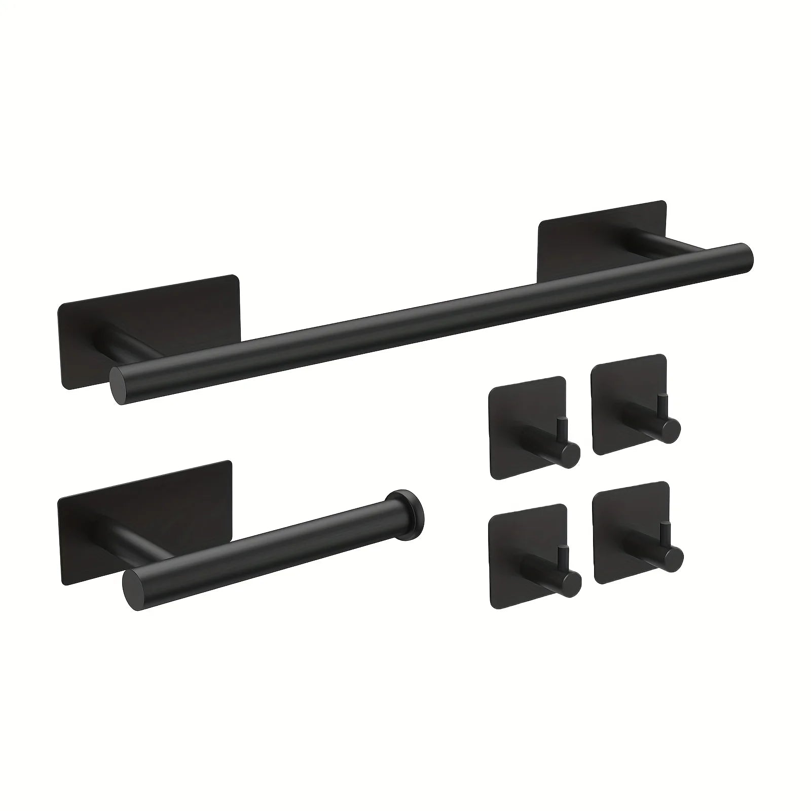 6pcs Stainless Steel Bathroom Accessory Set No-Drill Towel Rack Tissue Holder And Hooks Combo for Bathroom Organizer and Storage