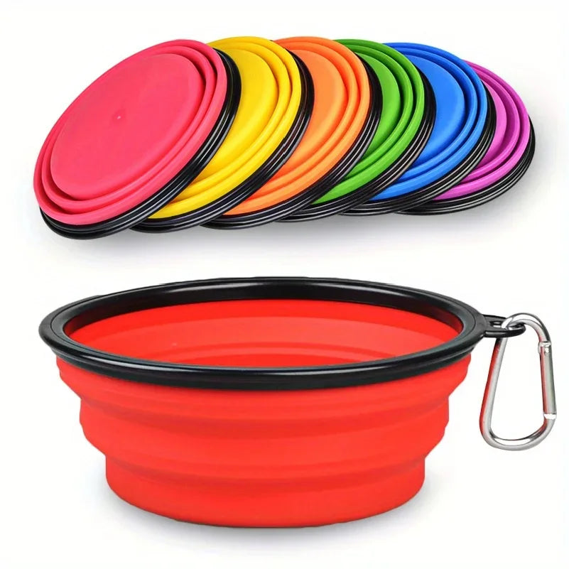 Ciotola Pieghevole per Cani, Ciotola da Viaggio Portatile per Cani, Ciotola per Cibo e Acqua per Passeggiate all'Aperto, Ciotola in Silicone per Cibo e Acqua per Cani con Bordo Antiscivolo