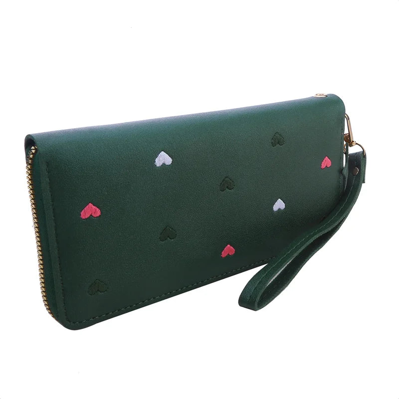 Portafogli lunghi da donna Portafogli di lusso con cuore d'amore per porta carte da tasca per soldi da donna Portafogli femminili Pochette per telefono