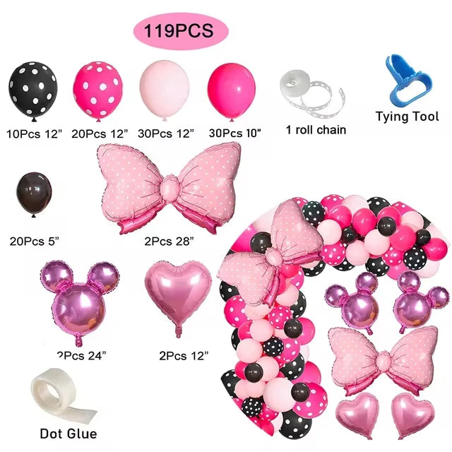 Set per Festa di Compleanno Minnie Mouse: Stoviglie, Bicchieri, Piatti, Tovaglioli, Tovaglia per Ragazze e Decorazioni Baby Shower