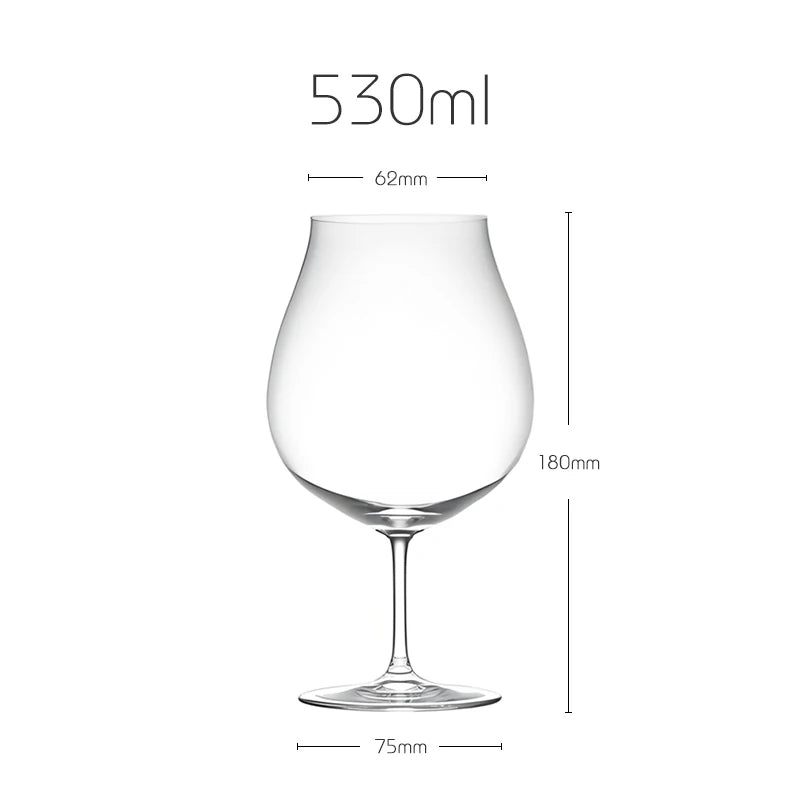 Calice in Cristallo Fatto a Mano JINYOUJIA 15oz/18oz Stile Kimura per Vino Rosso, Birra, Cocktail con Manico Corto, Estremamente Sottile e Impeccabile