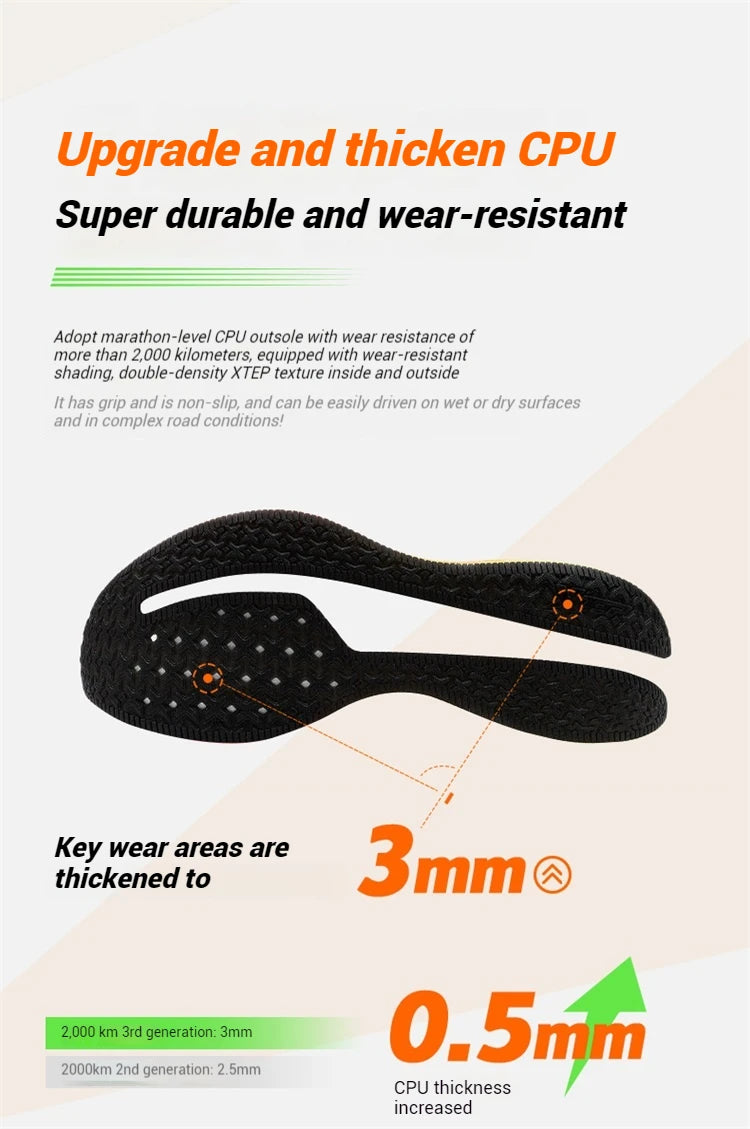 Scarpe da corsa da uomo Xtep 2000 km 3.0 2025 Scarpe da ginnastica da jogging da allenamento resistenti all'usura, leggere e ammortizzate primaverili 875119110032