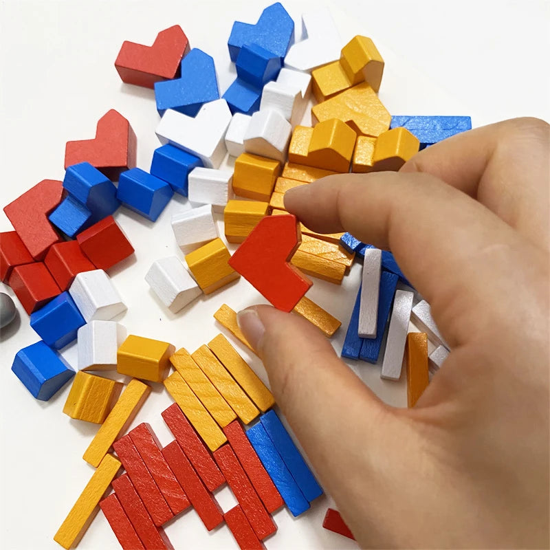 97 pezzi/set Way/House/City/Pezzi da gioco in legno Pezzi degli scacchi colorati per accessori per giochi da tavolo