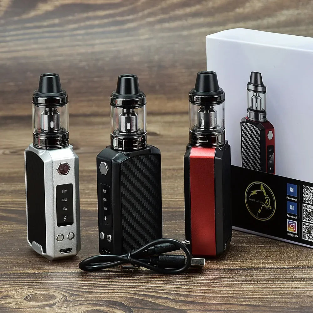 wolfcoolvape Kit scatola Vape Mod da 80 W con batteria da 2200 mAh Display a LED Vaporizzatore Kit iniziale per sigaretta elettronica Penna Vape per vapori