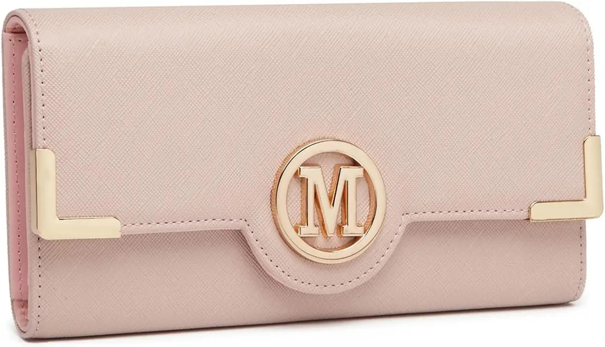 Portafoglio lungo da donna Miss Lulu con cerniera custodia per telefono con porta chiavi a ventaglio in pelle PU