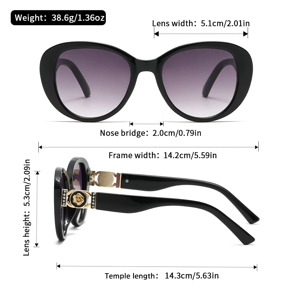 Oyalie Retro Multi-Color Large-Frame Sunglasses with Metal Accents, 5 Color Styles to Switch Between, Large Frame for Face Shaping, Sun Protection, Suitable for Vacation and Commuting